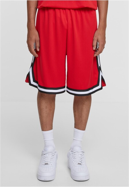 Urban Classics Stripes Mesh Shorts cityred/black/white - S