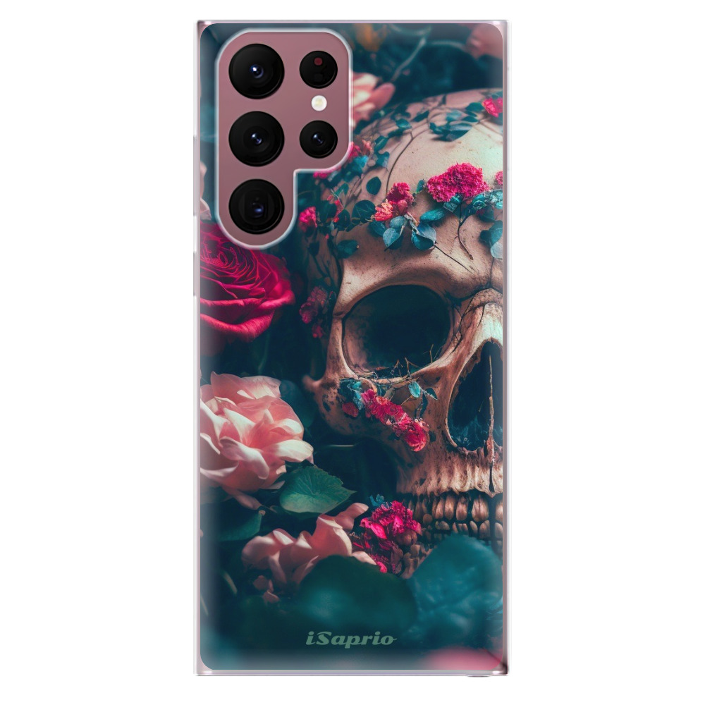 Odolné silikónové puzdro iSaprio - Skull in Roses - Samsung Galaxy S22 Ultra 5G