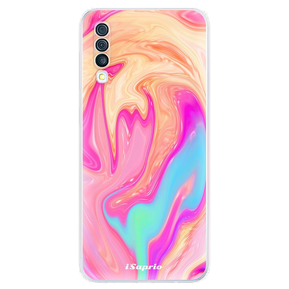 Odolné silikónové puzdro iSaprio - Orange Liquid - Samsung Galaxy A50