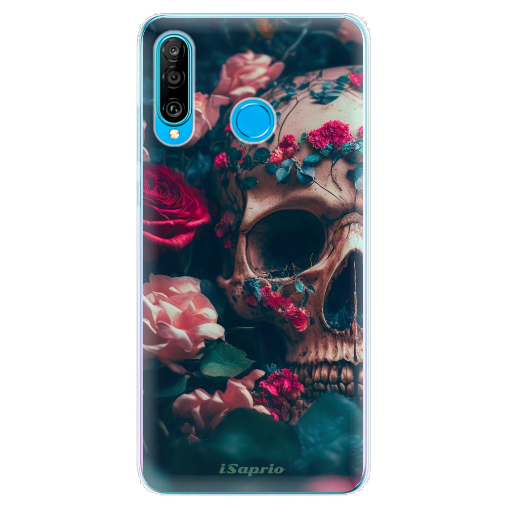 Odolné silikónové puzdro iSaprio - Skull in Roses - Huawei P30 Lite