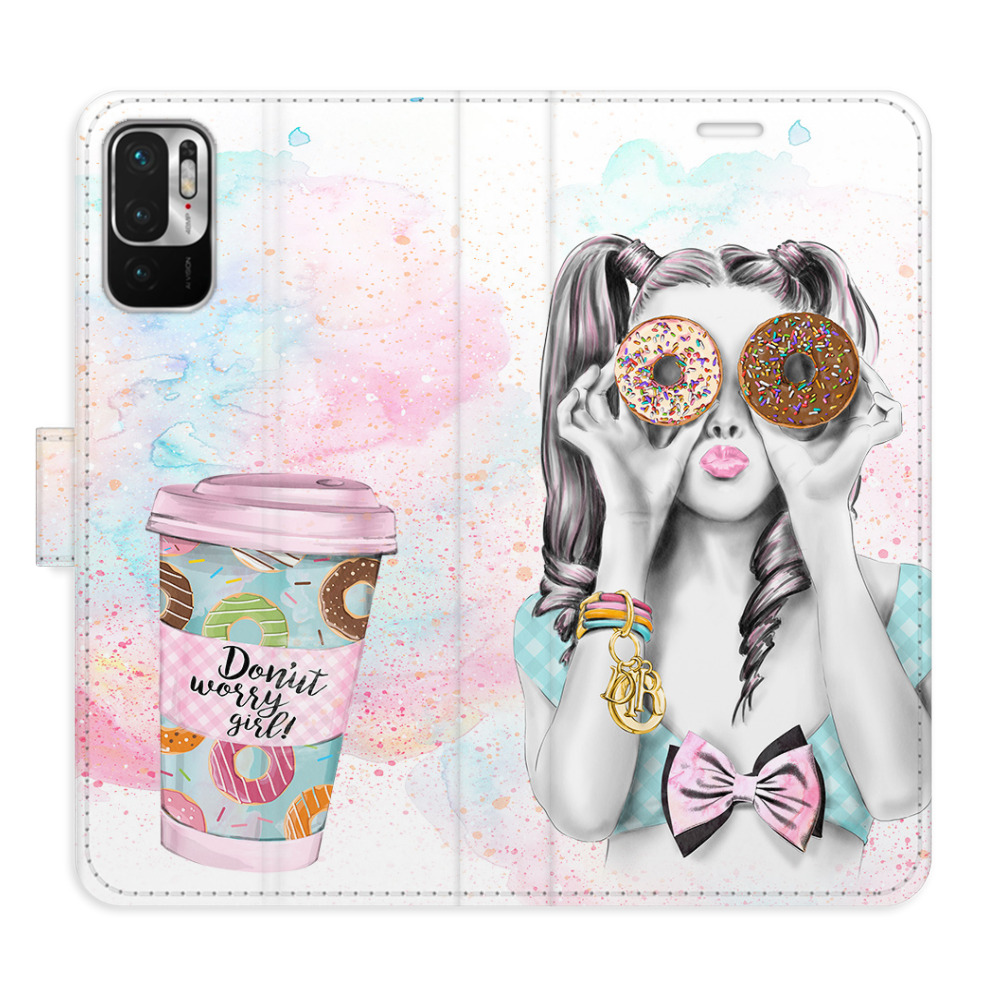 Flipové puzdro iSaprio - Donut Worry Girl - Xiaomi Redmi Note 10 5G