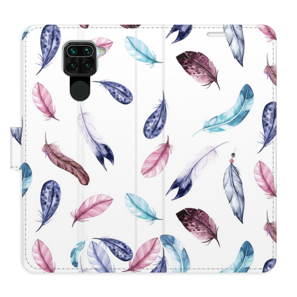 Flipové puzdro iSaprio - Colorful Feathers - Xiaomi Redmi Note 9