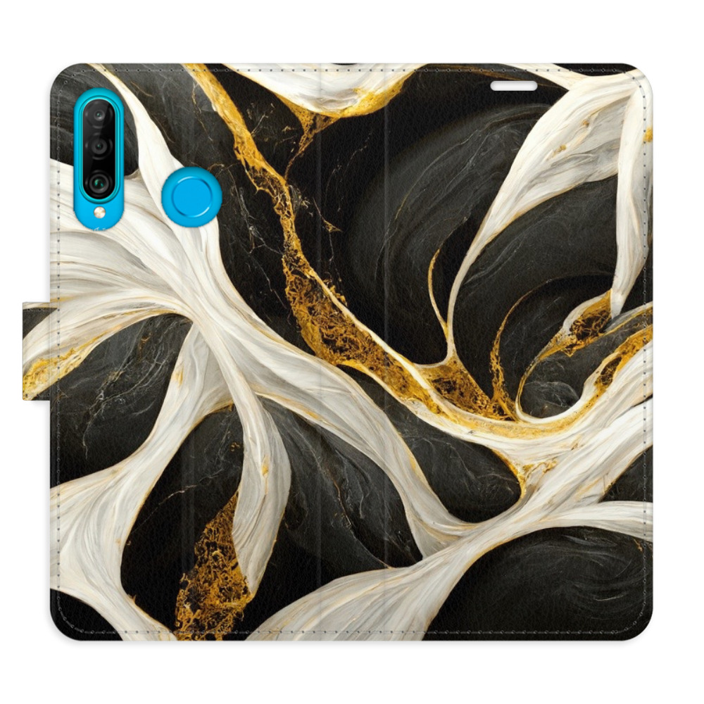 Flipové puzdro iSaprio - BlackGold Marble - Huawei P30 Lite