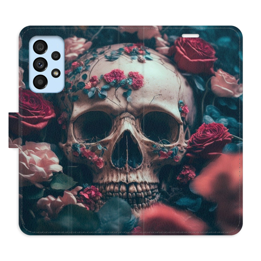 Flipové puzdro iSaprio - Skull in Roses 02 - Samsung Galaxy A53 5G