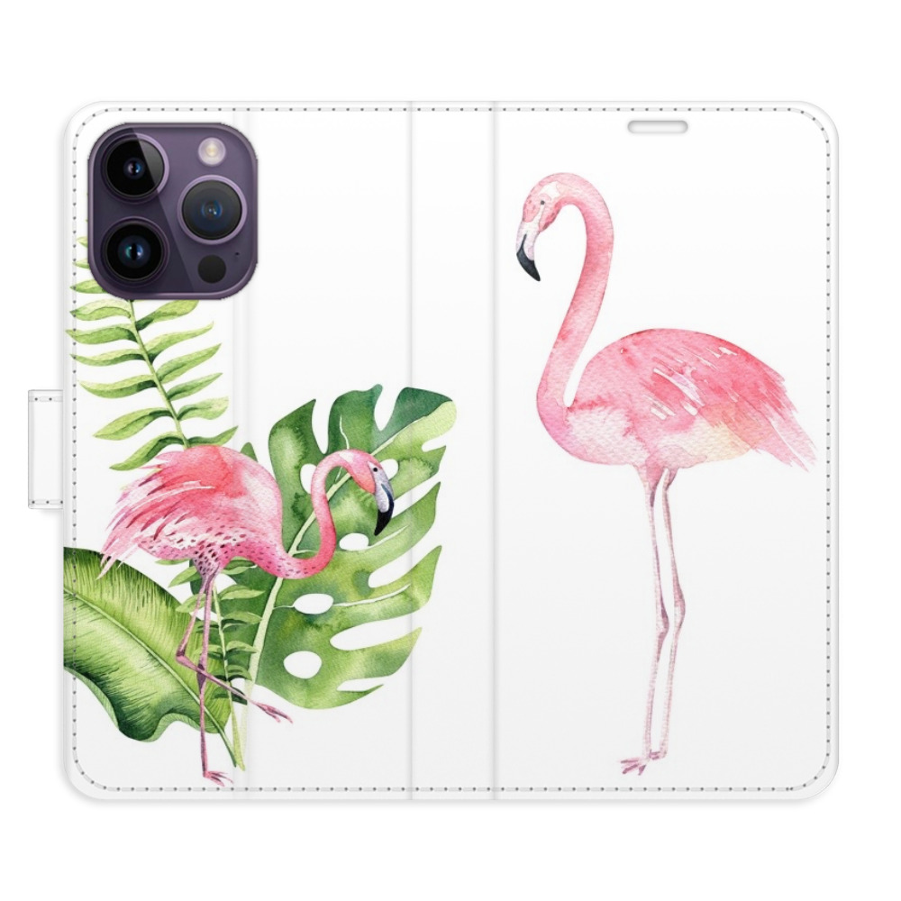 Flipové puzdro iSaprio - Flamingos - iPhone 14 Pro Max