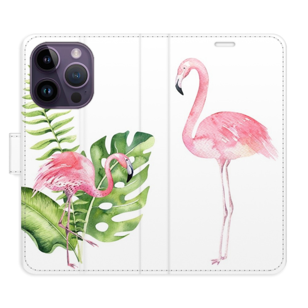 Flipové puzdro iSaprio - Flamingos - iPhone 14 Pro
