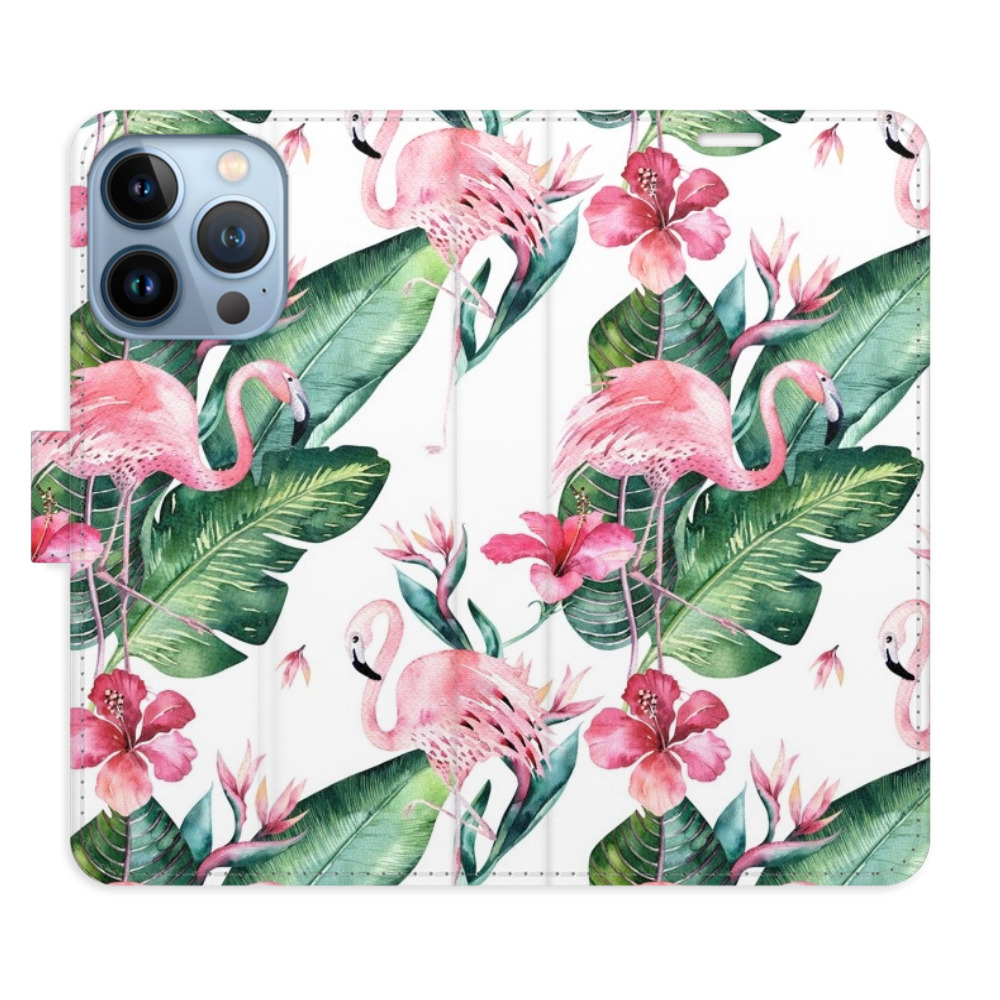Flipové puzdro iSaprio - Flamingos Pattern - iPhone 13 Pro