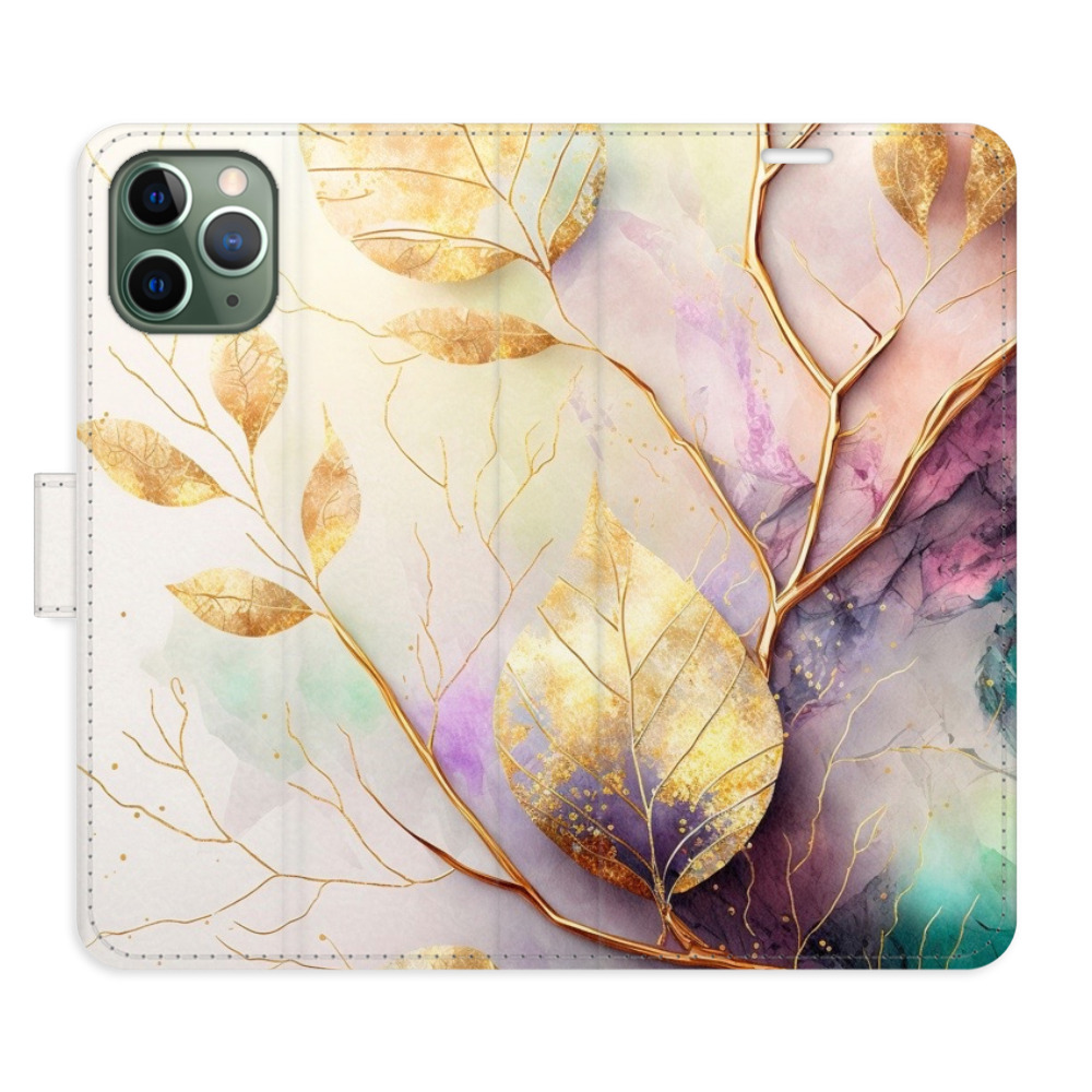 Flipové puzdro iSaprio - Gold Leaves 02 - iPhone 11 Pro