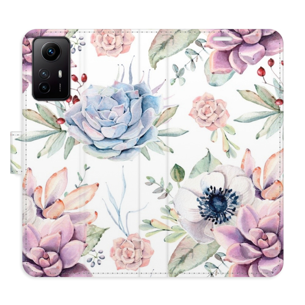 Flipové puzdro iSaprio - Succulents Pattern - Xiaomi Redmi Note 12S