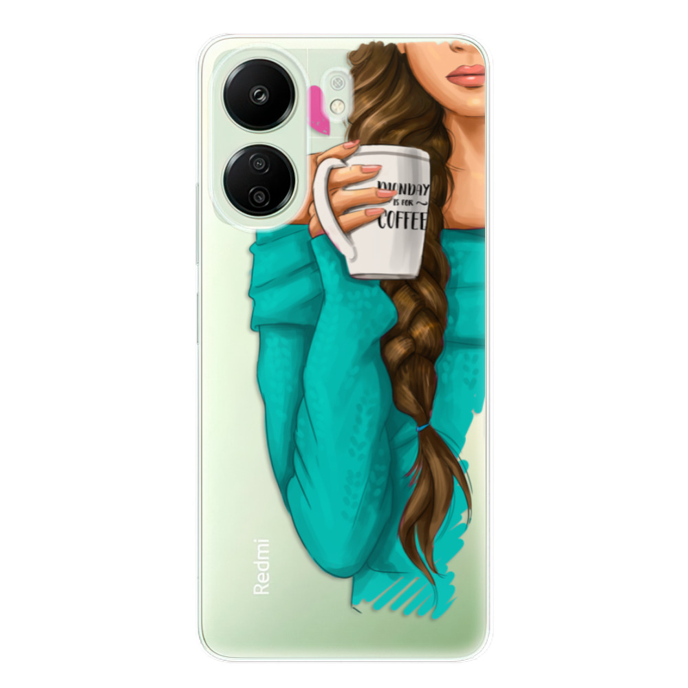 Odolné silikónové puzdro iSaprio - My Coffe and Brunette Girl - Xiaomi Redmi 13C