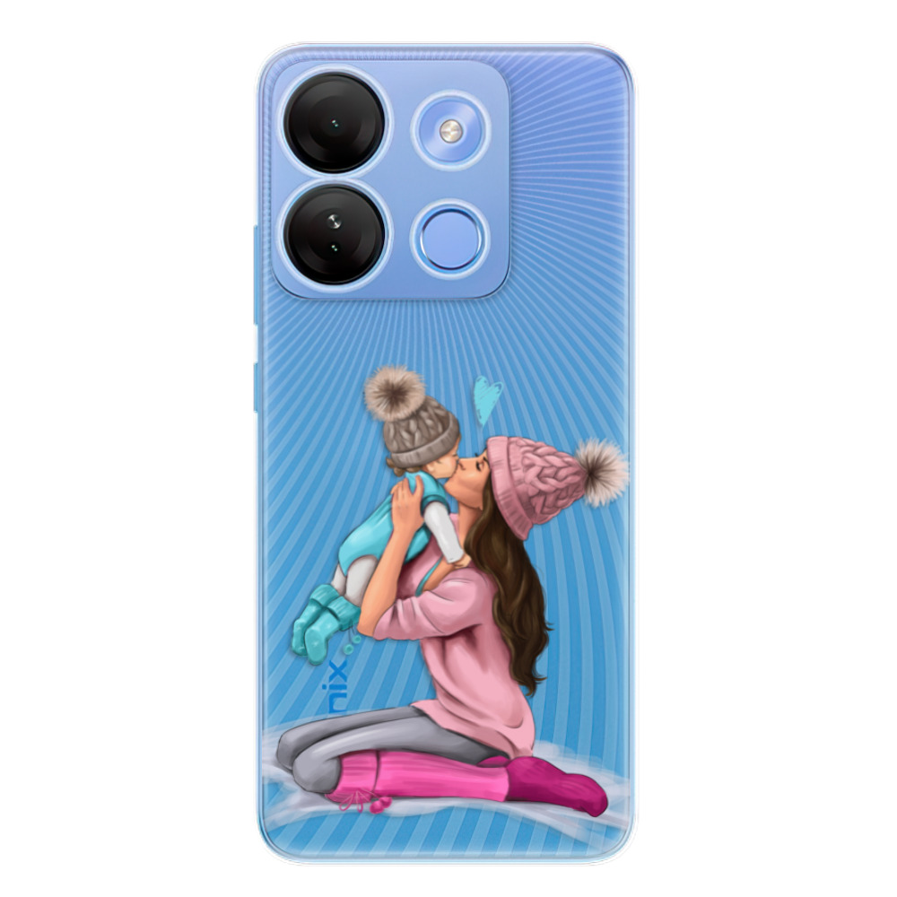 Odolné silikónové puzdro iSaprio - Kissing Mom - Brunette and Boy - Infinix Smart 7