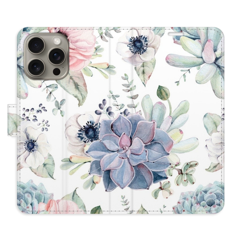 Flipové puzdro iSaprio - Succulents - iPhone 15 Pro Max