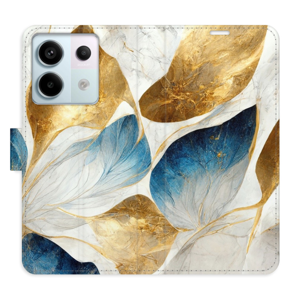 Flipové puzdro iSaprio - GoldBlue Leaves - Xiaomi Redmi Note 13 Pro 5G / Poco X6 5G