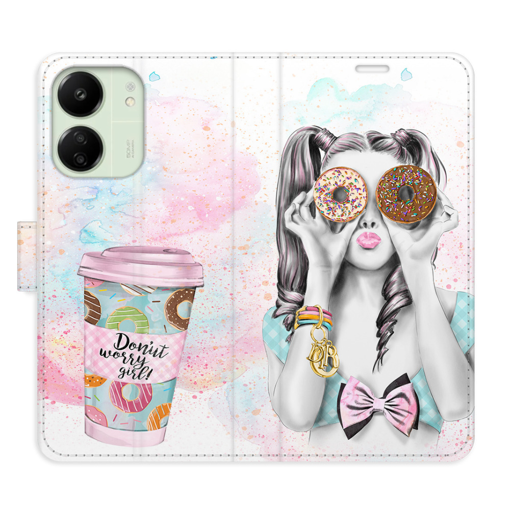 Flipové puzdro iSaprio - Donut Worry Girl - Xiaomi Redmi 13C