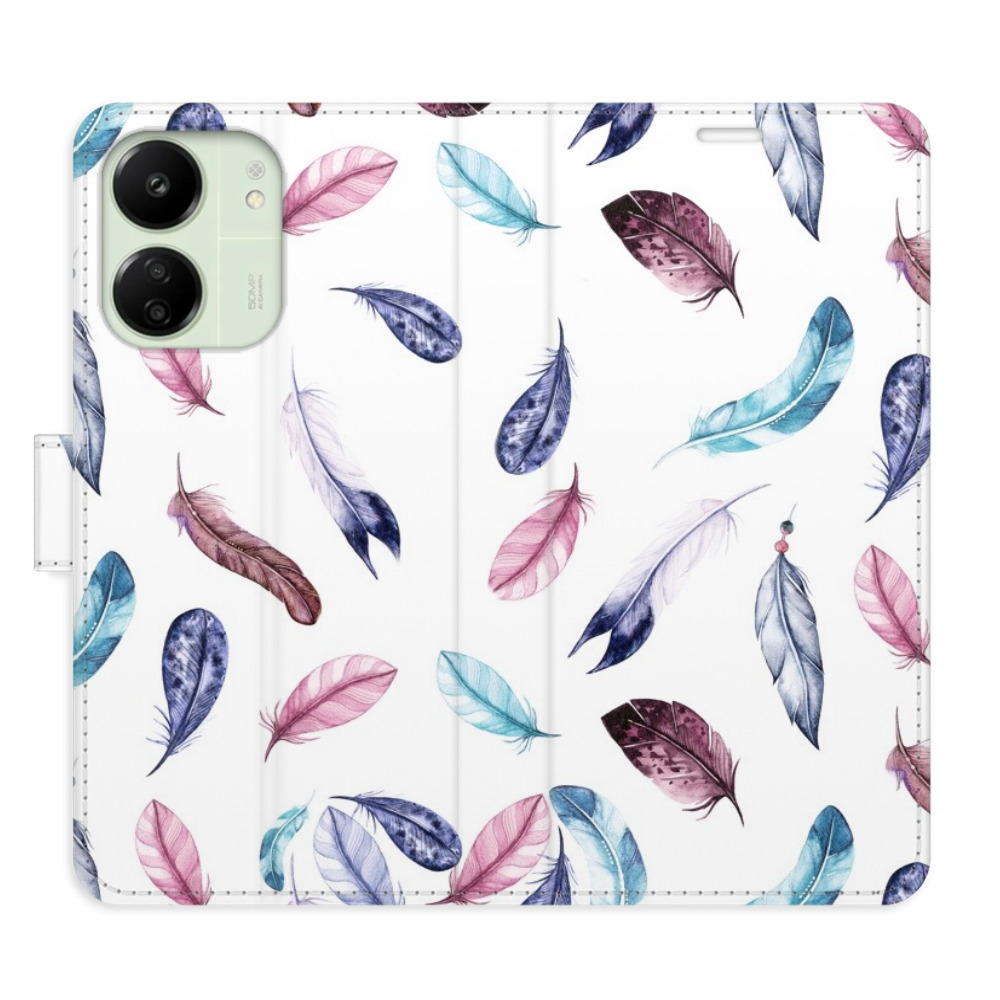 Flipové puzdro iSaprio - Colorful Feathers - Xiaomi Redmi 13C