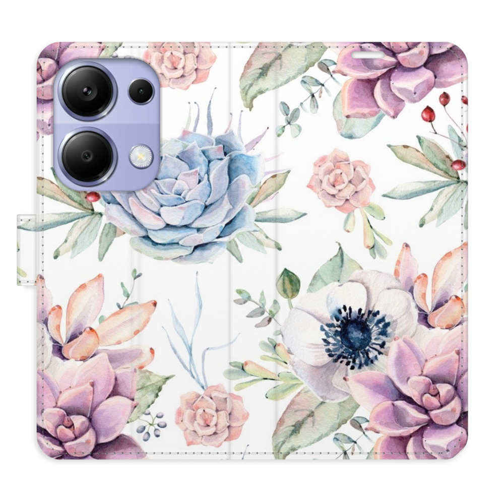 Flipové puzdro iSaprio - Succulents Pattern - Xiaomi Redmi Note 13 Pro
