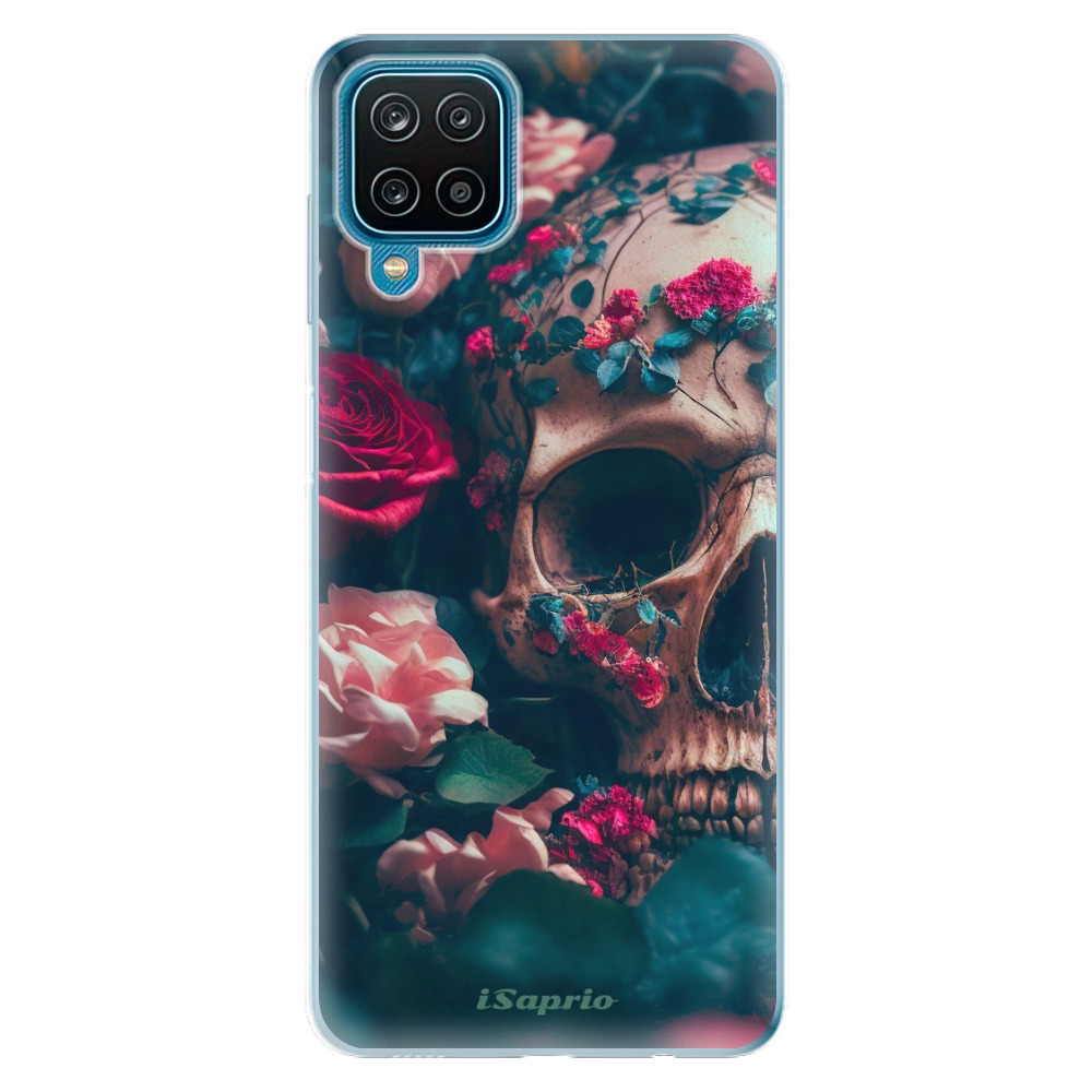 Odolné silikónové puzdro iSaprio - Skull in Roses - Samsung Galaxy A12