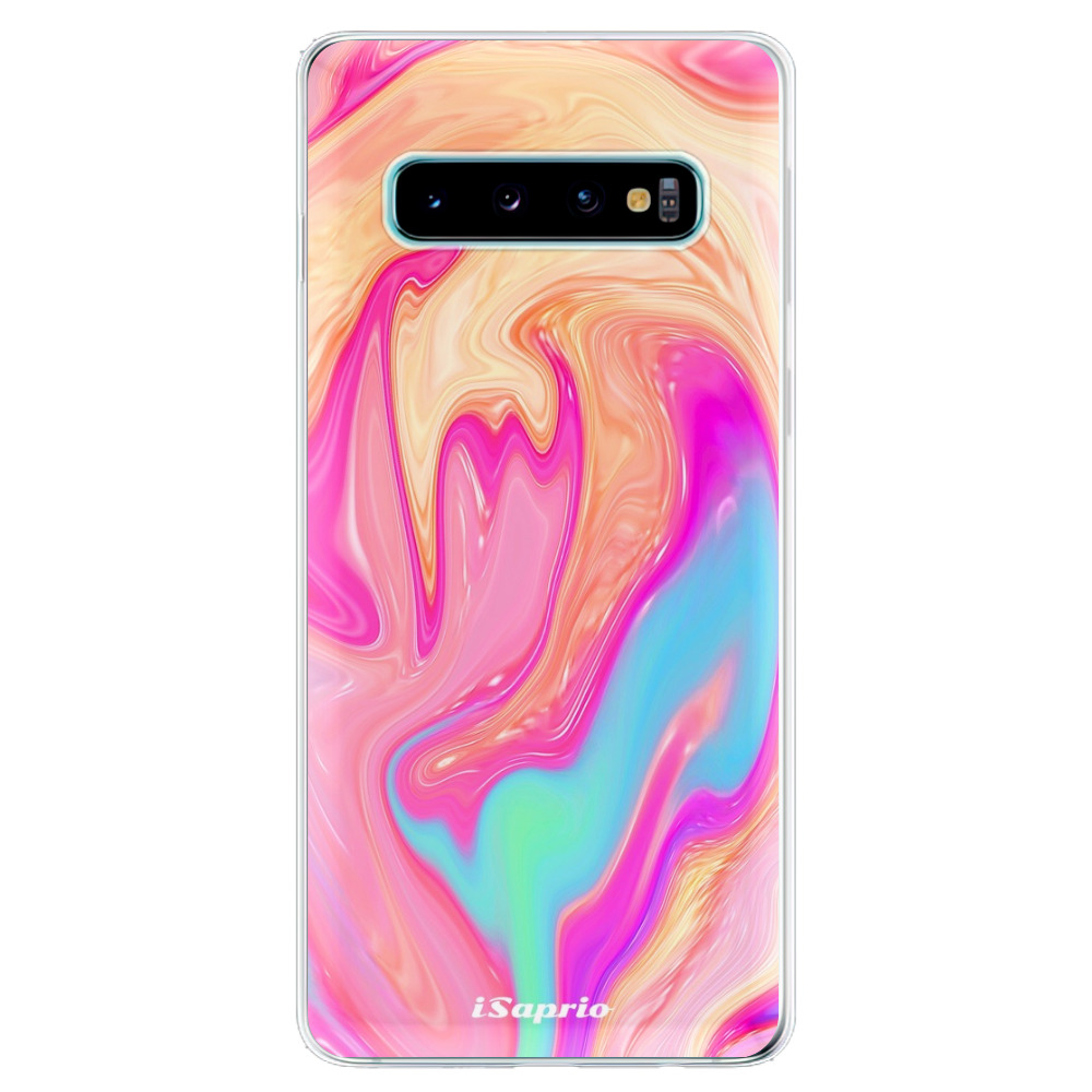 Odolné silikónové puzdro iSaprio - Orange Liquid - Samsung Galaxy S10