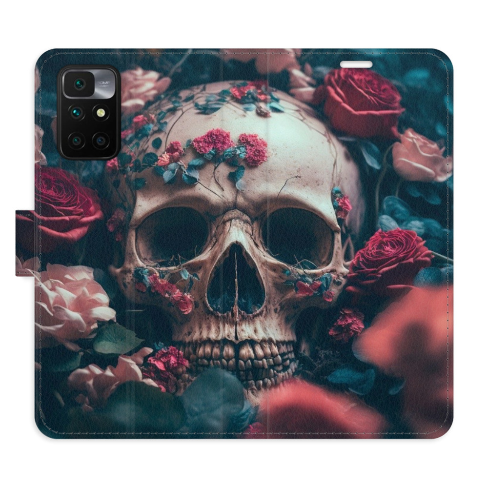Flipové puzdro iSaprio - Skull in Roses 02 - Xiaomi Redmi 10