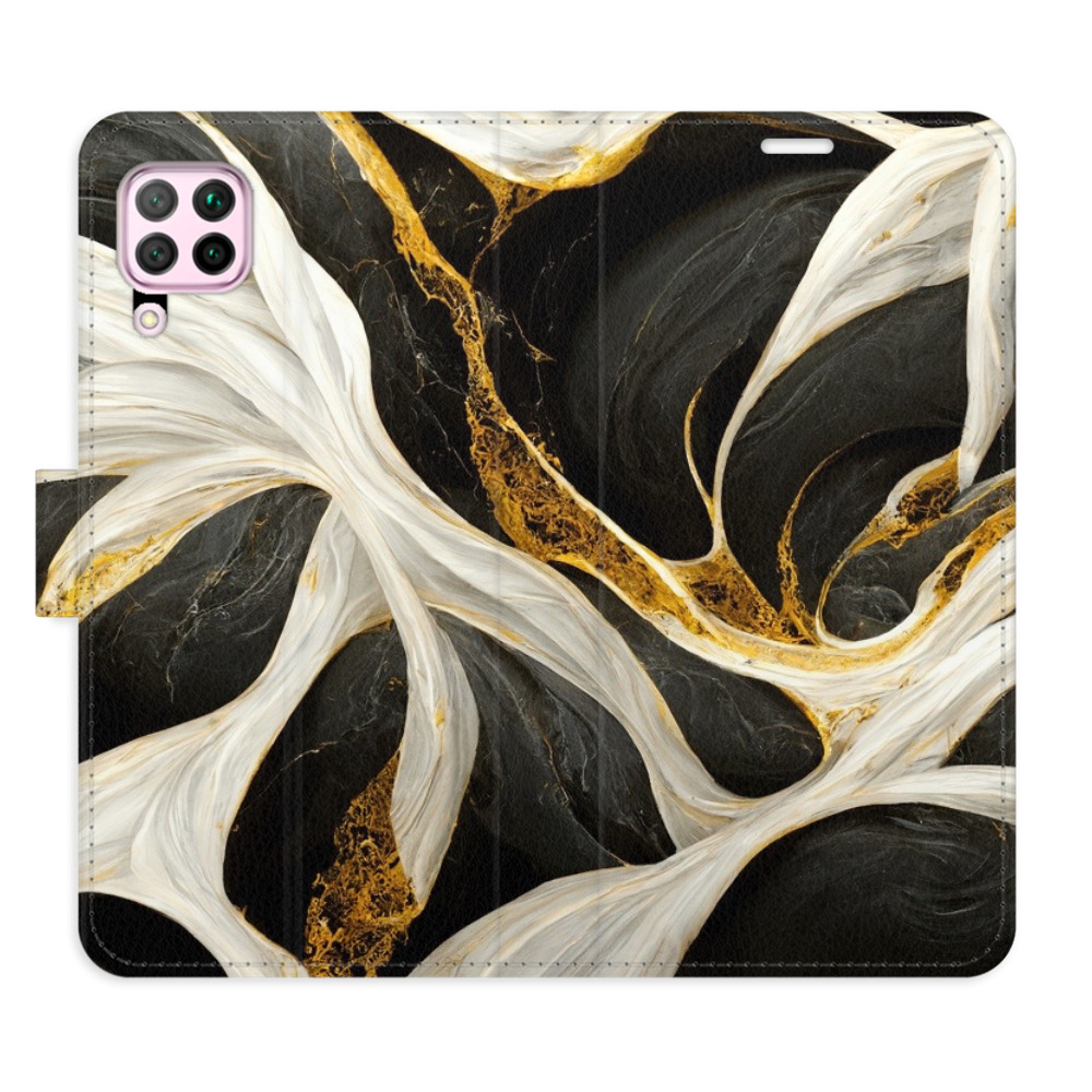 Flipové puzdro iSaprio - BlackGold Marble - Huawei P40 Lite