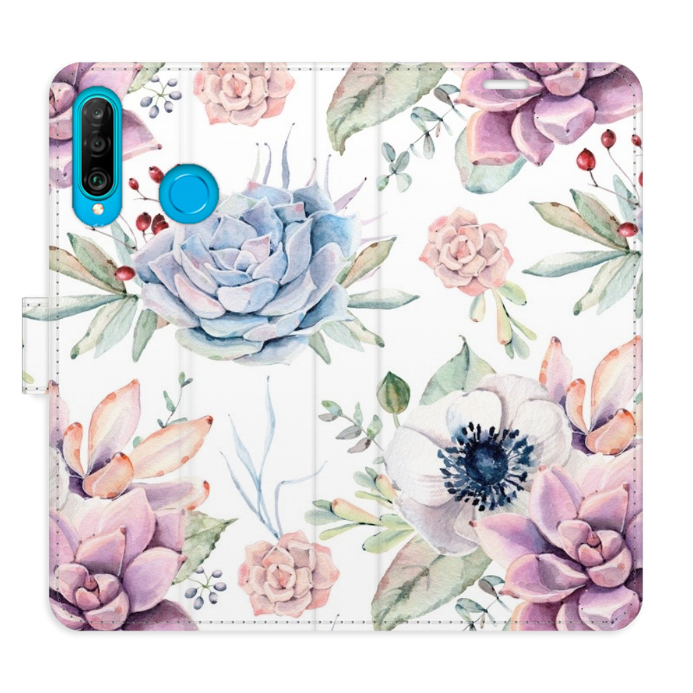Flipové puzdro iSaprio - Succulents Pattern - Huawei P30 Lite