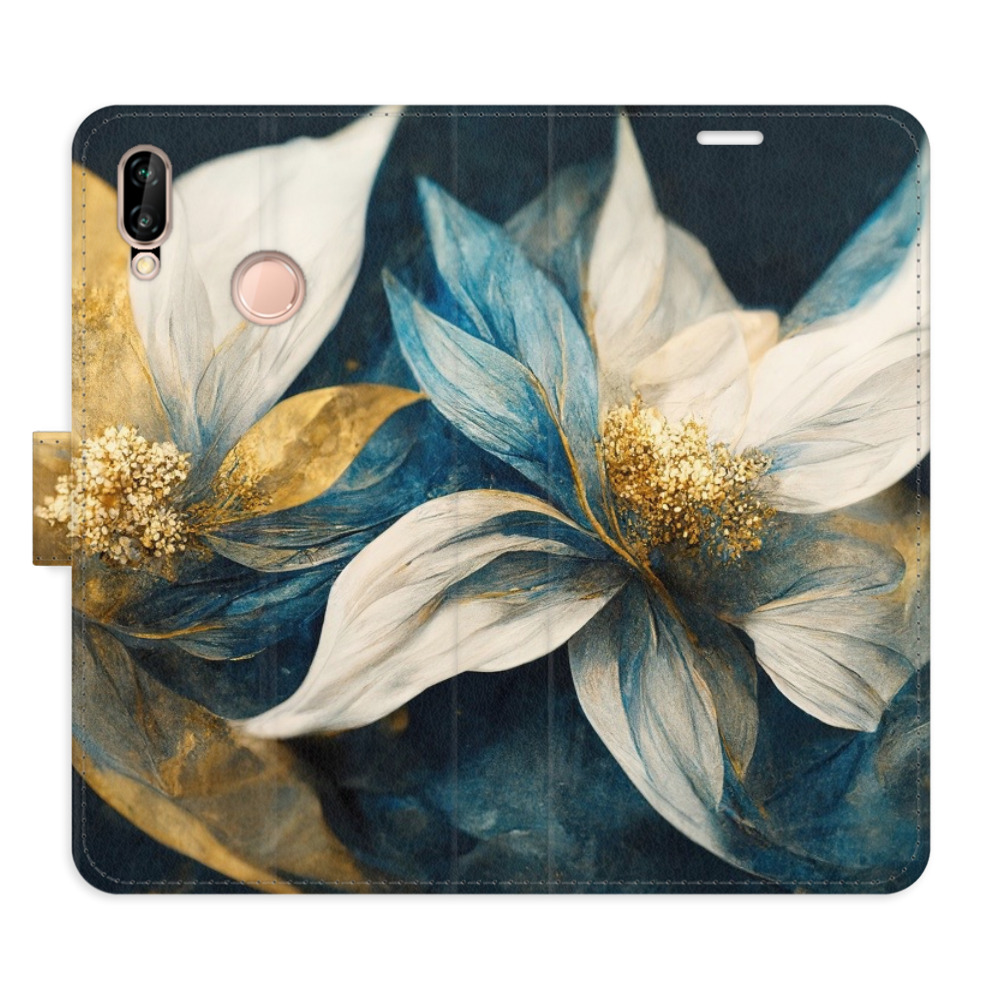 Flipové puzdro iSaprio - Gold Flowers - Huawei P20 Lite