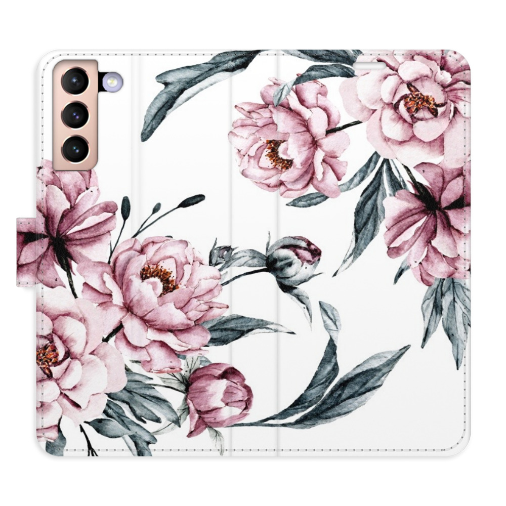 Flipové puzdro iSaprio - Pink Flowers - Samsung Galaxy S21