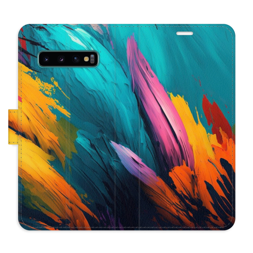 Flipové puzdro iSaprio - Orange Paint 02 - Samsung Galaxy S10