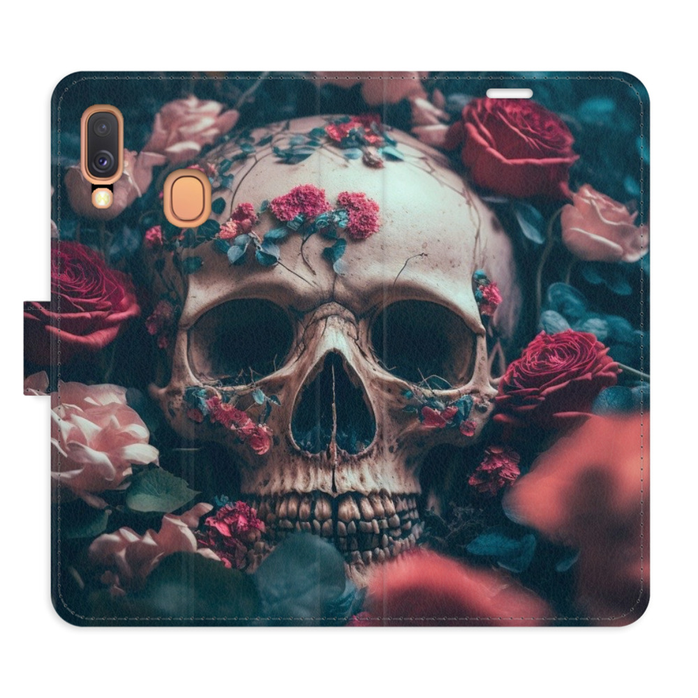 Flipové puzdro iSaprio - Skull in Roses 02 - Samsung Galaxy A40