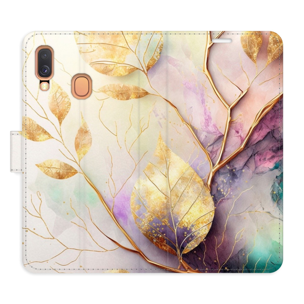 Flipové puzdro iSaprio - Gold Leaves 02 - Samsung Galaxy A40