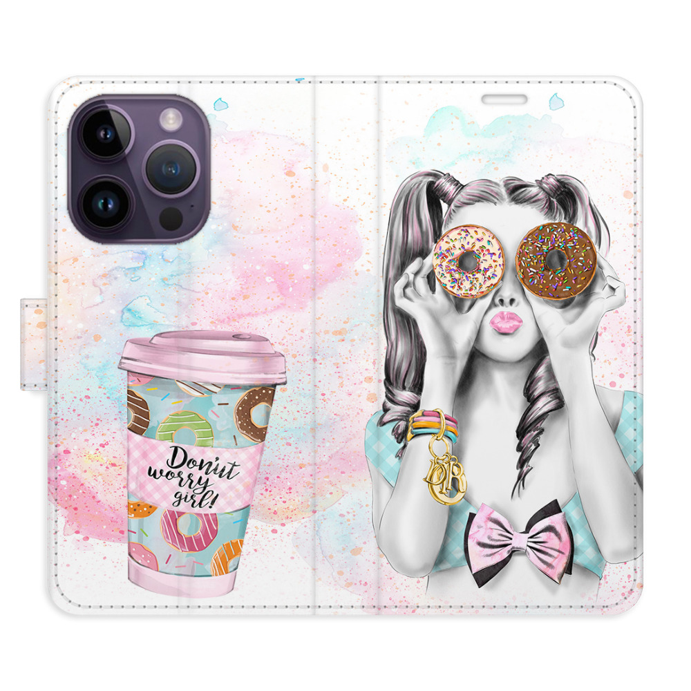 Flipové puzdro iSaprio - Donut Worry Girl - iPhone 14 Pro