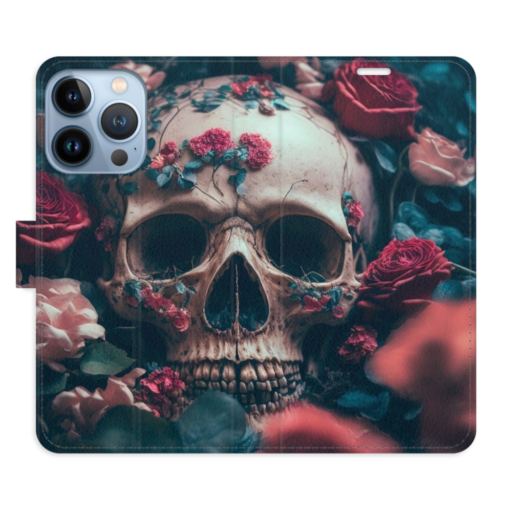 Flipové puzdro iSaprio - Skull in Roses 02 - iPhone 13 Pro