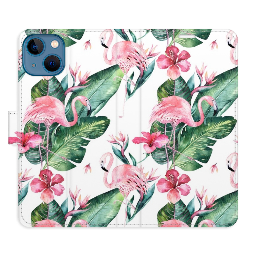 Flipové puzdro iSaprio - Flamingos Pattern - iPhone 13