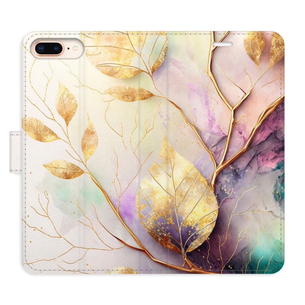 Flipové puzdro iSaprio - Gold Leaves 02 - iPhone 7 Plus