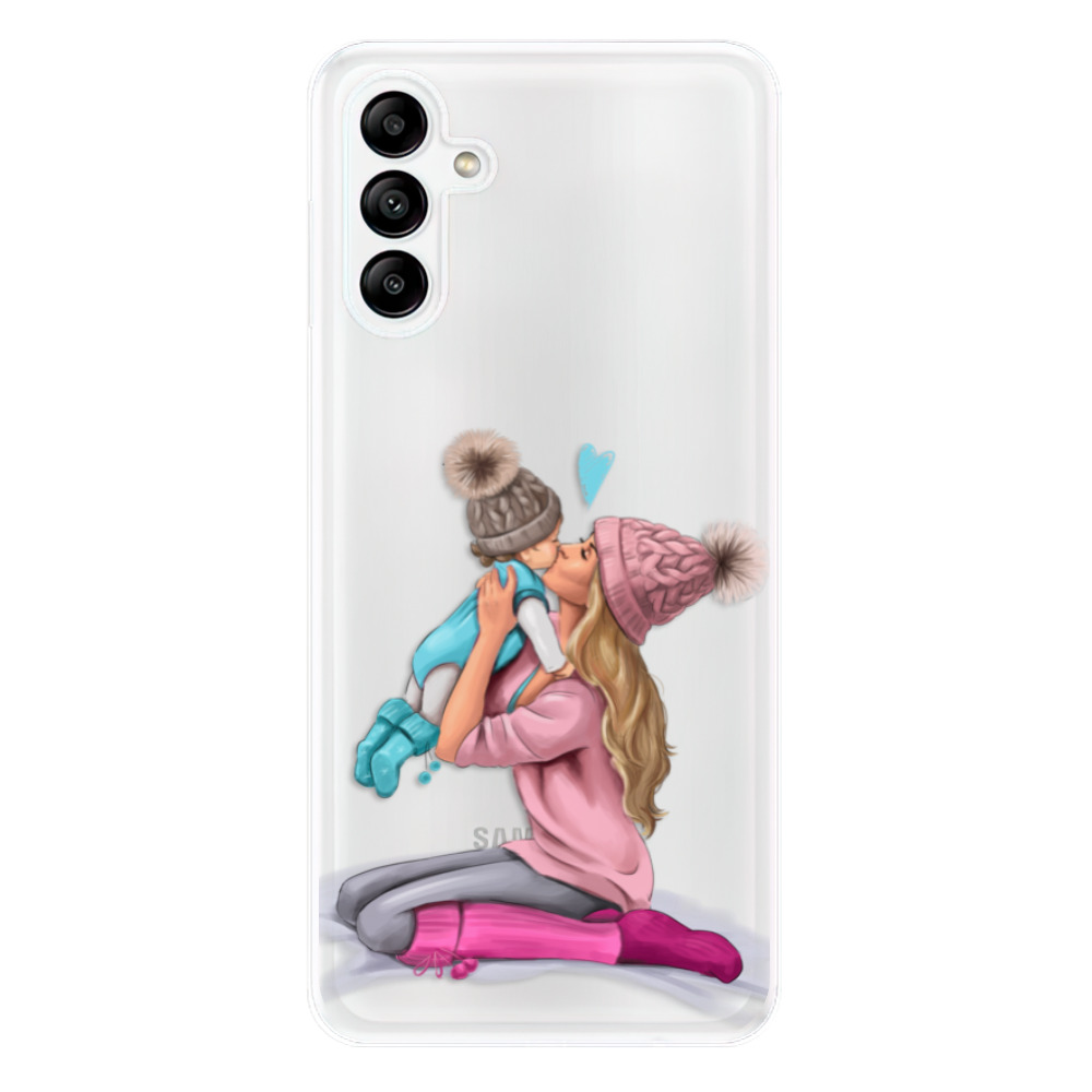 Odolné silikónové puzdro iSaprio - Kissing Mom - Blond and Boy - Samsung Galaxy A04s
