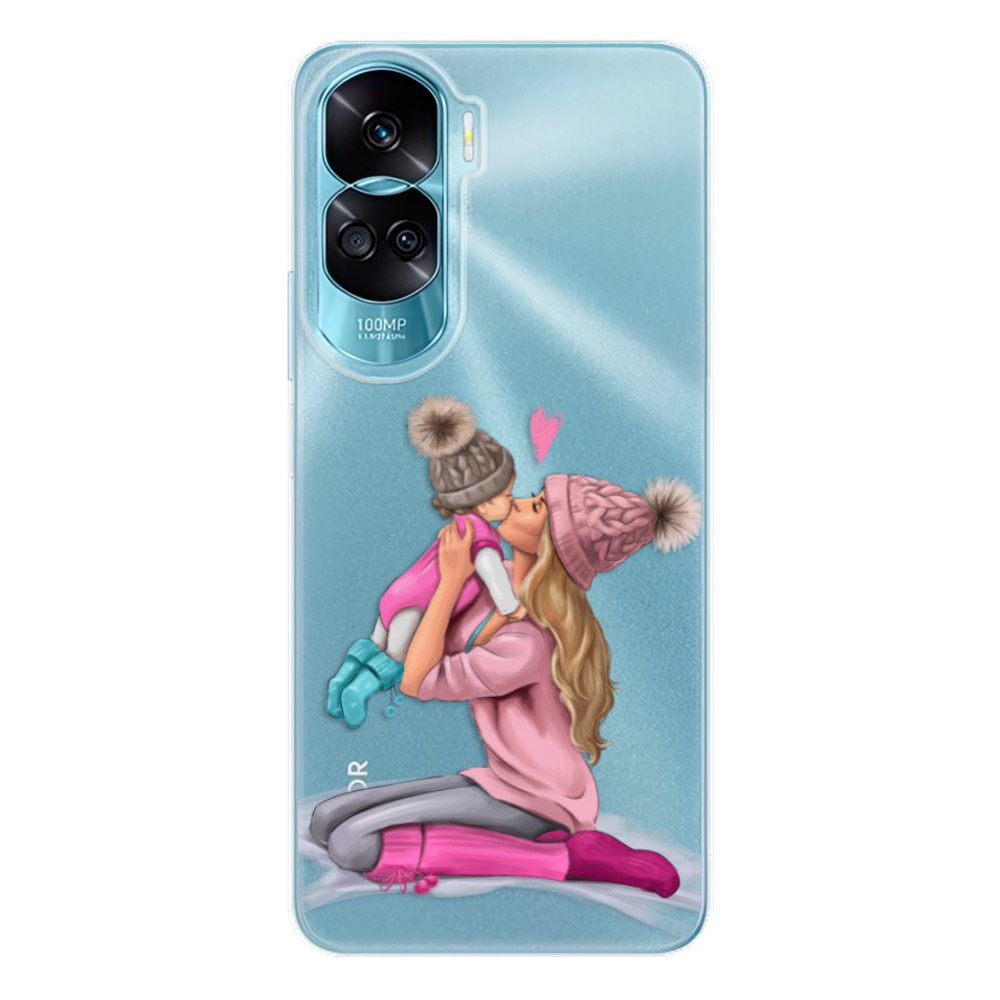 Odolné silikónové puzdro iSaprio - Kissing Mom - Blond and Girl - Honor 90 Lite 5G