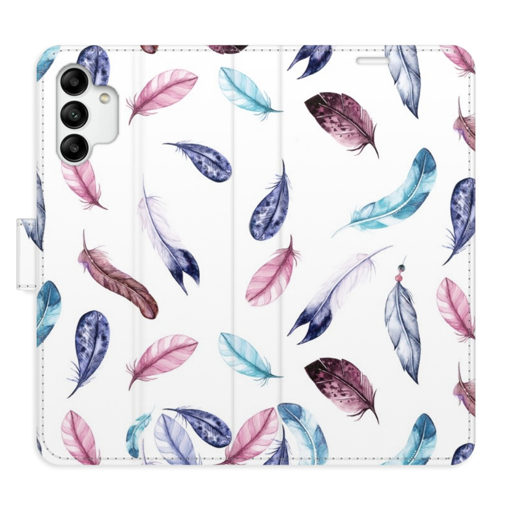 Flipové puzdro iSaprio - Colorful Feathers - Samsung Galaxy A04s