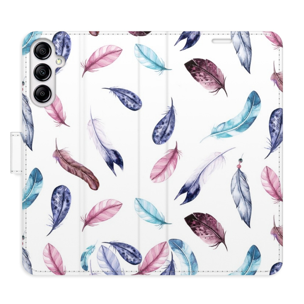 Flipové puzdro iSaprio - Colorful Feathers - Samsung Galaxy A14 / A14 5G