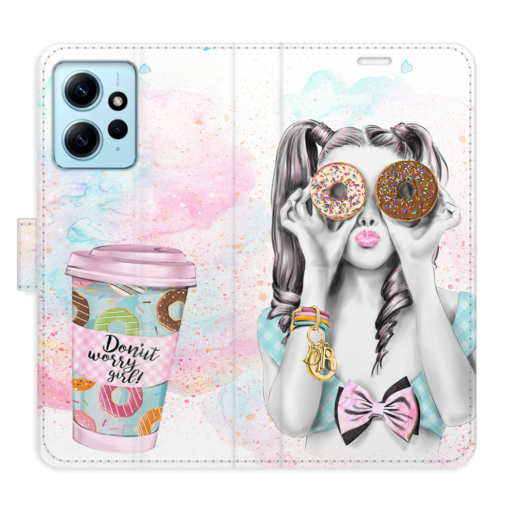 Flipové puzdro iSaprio - Donut Worry Girl - Xiaomi Redmi Note 12 5G