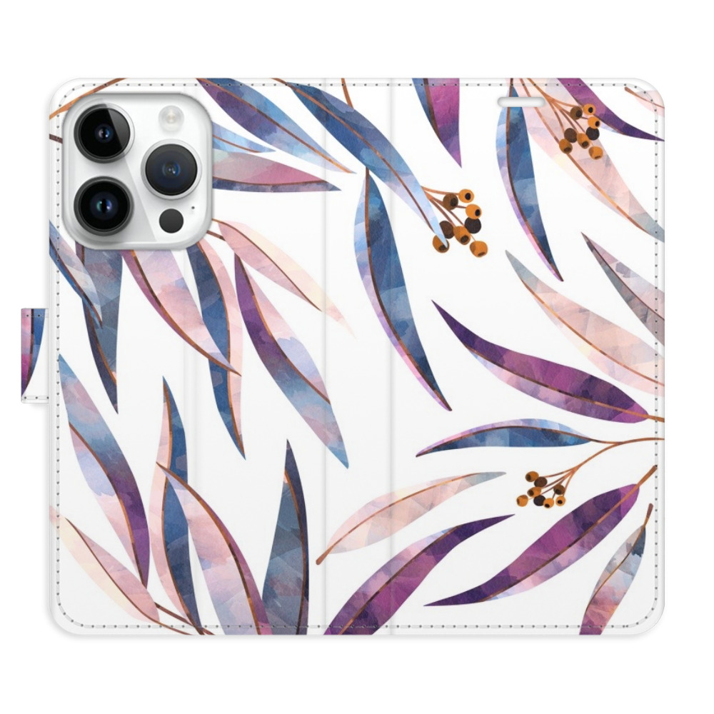 Flipové puzdro iSaprio - Ornamental Leaves - iPhone 15 Pro