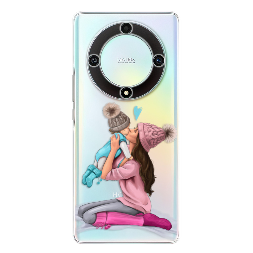 Odolné silikónové puzdro iSaprio - Kissing Mom - Brunette and Boy - Honor Magic5 Lite 5G