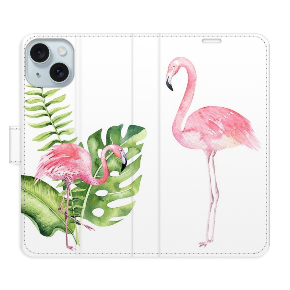 Flipové puzdro iSaprio - Flamingos - iPhone 15 Plus