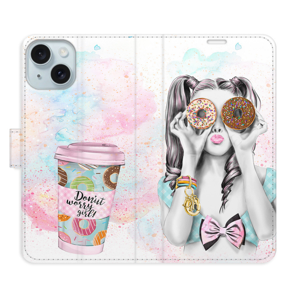 Flipové puzdro iSaprio - Donut Worry Girl - iPhone 15 Plus