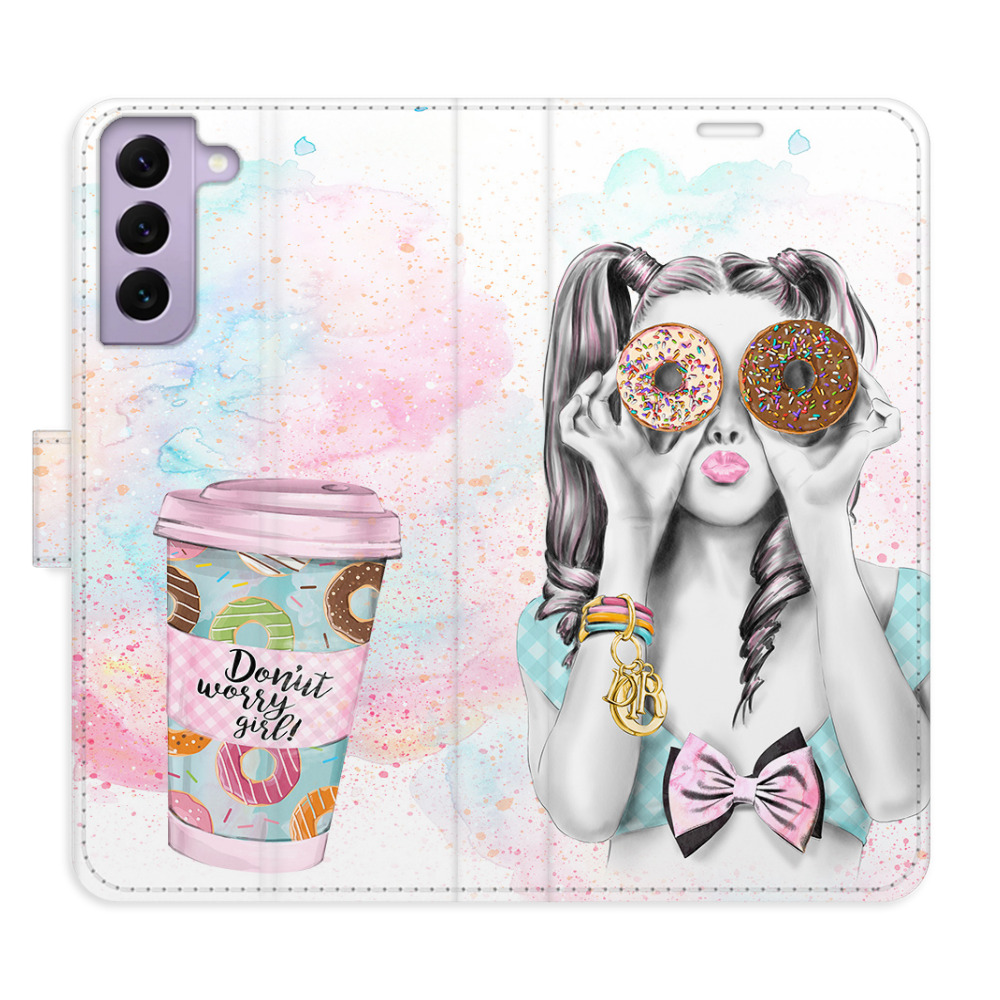 Flipové puzdro iSaprio - Donut Worry Girl - Samsung Galaxy S22 5G