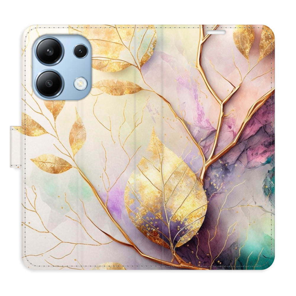 Flipové puzdro iSaprio - Gold Leaves 02 - Xiaomi Redmi Note 13