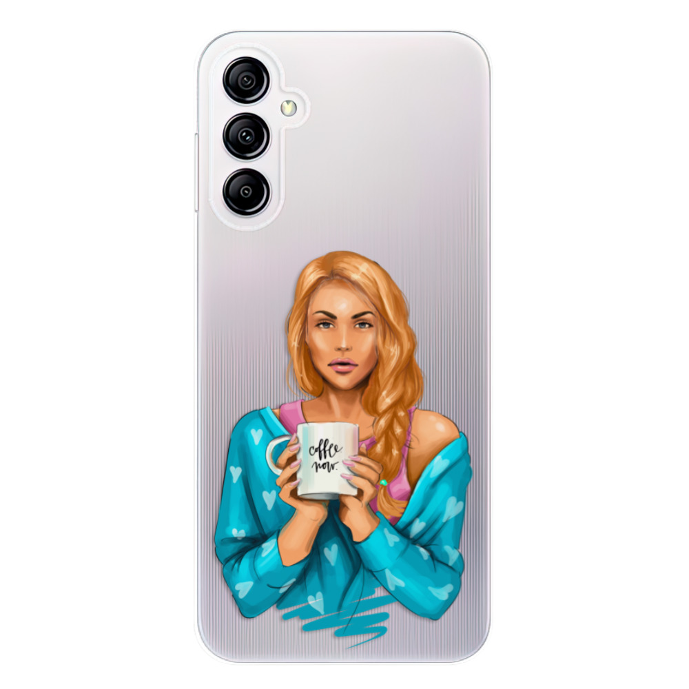 Odolné silikónové puzdro iSaprio - Coffe Now - Redhead - Samsung Galaxy A14 / A14 5G