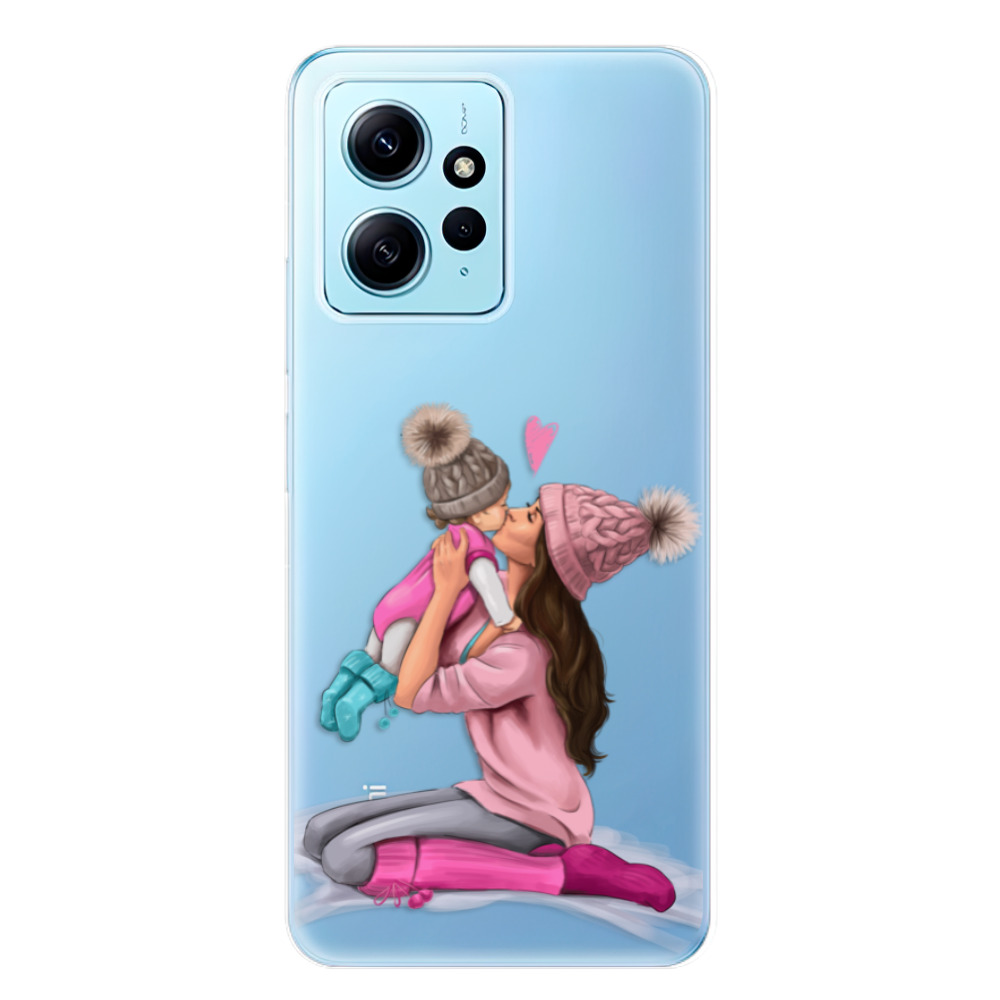 Odolné silikónové puzdro iSaprio - Kissing Mom - Brunette and Girl - Xiaomi Redmi Note 12 5G