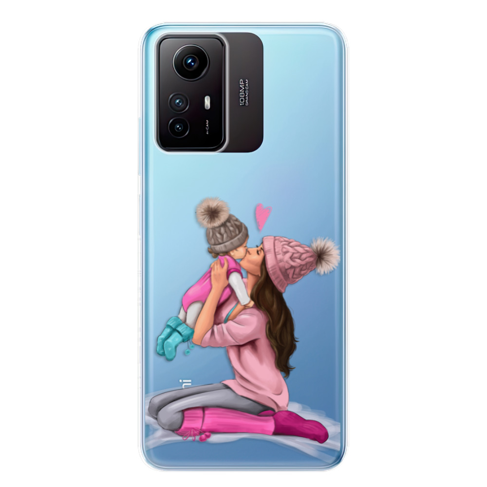 Odolné silikónové puzdro iSaprio - Kissing Mom - Brunette and Girl - Xiaomi Redmi Note 12S
