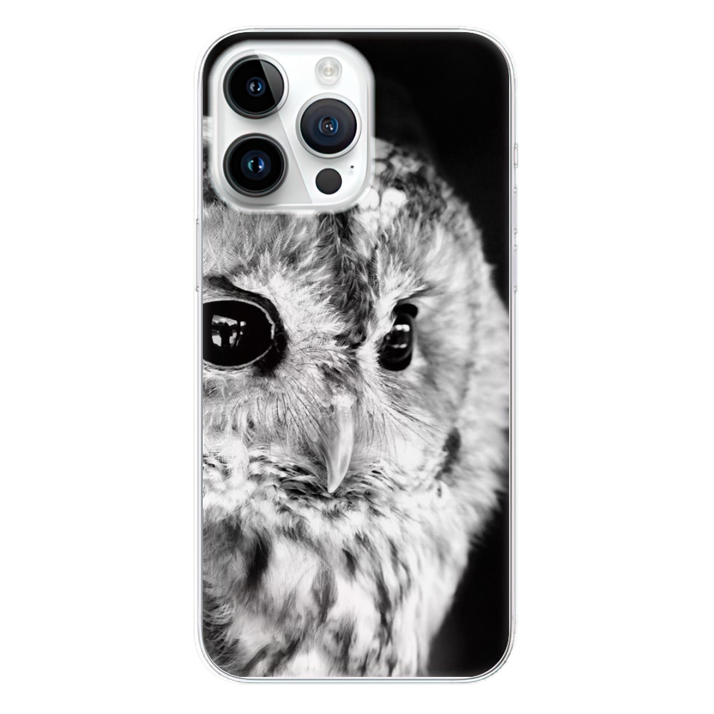 Odolné silikónové puzdro iSaprio - BW Owl - iPhone 15 Pro Max