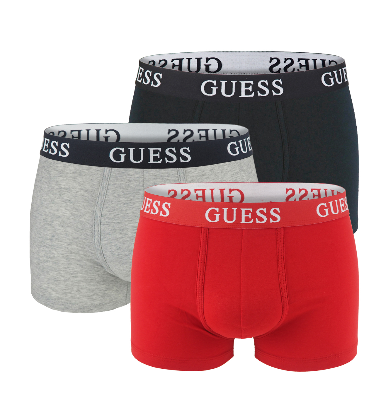 GUESS - boxerky 3PACK Guess red, black, white z organickej bavlny - limitovaná edícia